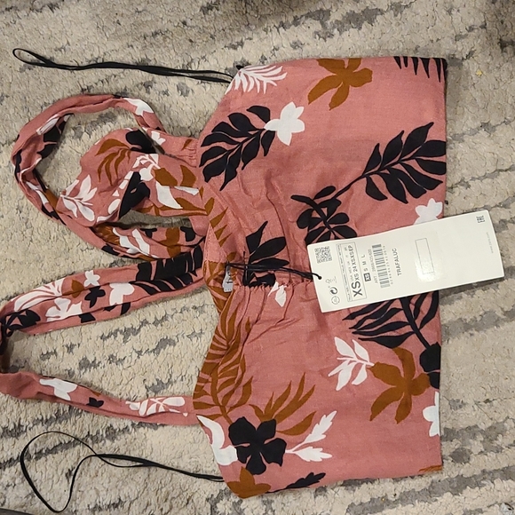 BNWT Zara tropical print crop top - Picture 3 of 7